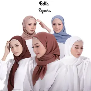 HIJAB SEGI EMPAT BELLA SQUARE BAHAN POLYCOTTON UKURAN 115X115 CM KERUDUNG WANITA MUSLIM Basic