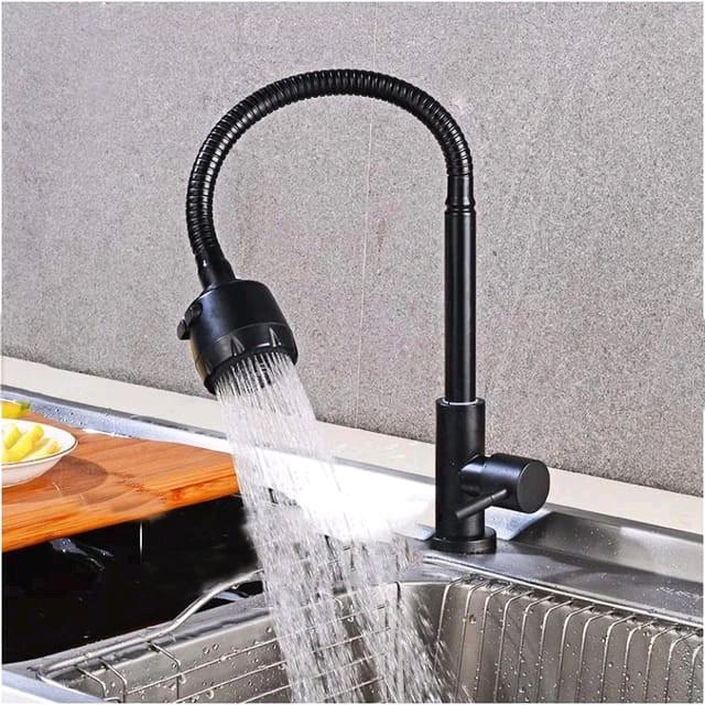 Kran Sink Dapur Cuci Piring Hitam Stainless Sus 304 Model Meja Bak Cuci Piring Anti Karat Air Flexible keran angsa shower fleksibel 2