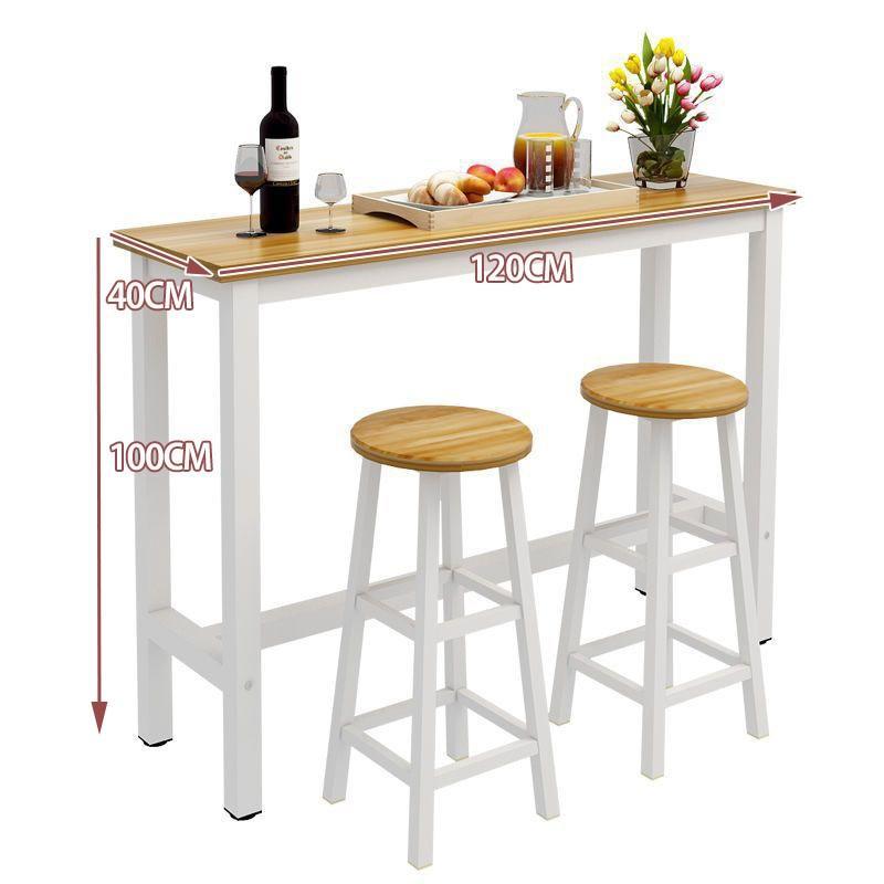 XiaoZhou-Simple Modern Small Wrought Iron Wooden Bar Table and Chairs 8
