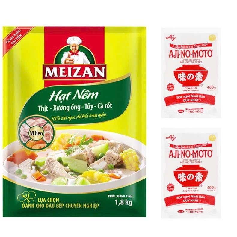 2 Bịch bột ngọt 400gr + 1.8kg Hạt nêm meizan mỗi bịch từ thịt xương ống tủy cà rốt Gia Vị
