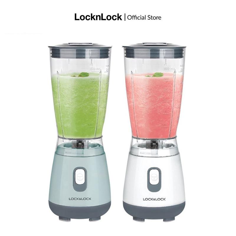 Máy xay sinh tố mini LocknLock EJM436 - MàuTrắng / Màu Mint - Dung tích 600ml - Công suất 250W - Lưỡi dao inox 4 cánh - Chân đế chống trơn trượt - Thiết kế nhỏ gọn có thể tháo rời