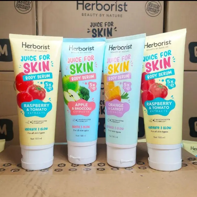Isi 4 pcs Herborist Body Serum Juice For Skin Body Serum Perawatan Pencerah Tubuh Lotion Extract Tomat apple dan Jeruk Wangi alami Mencerahkan Orange