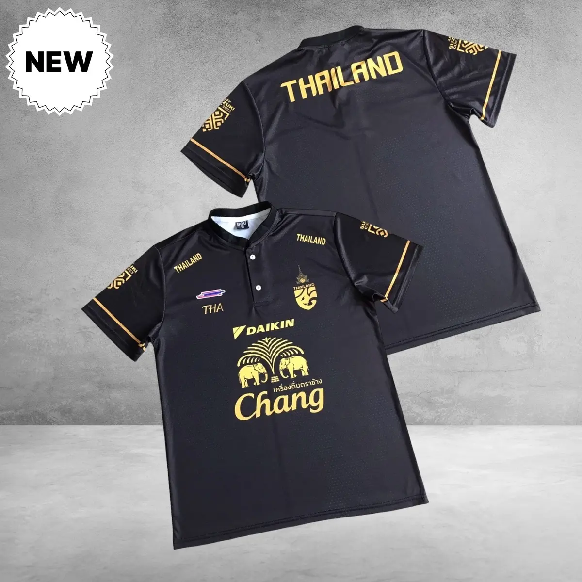 เสื้อกีฬาคอจีน ทีมชาติไทย ลายพิมพ์ใหญ่ ไม่ร้อนไม่ลอก ไม่ตก สำหรับชายและหญิง - Man, Clothing