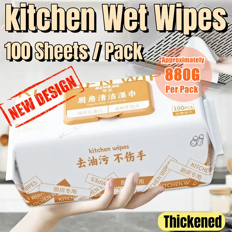 100Sheets/Pack Kitchen Wipes Disposable Oil Dish Cleaning Wet Wipes Table Degreasing Wipes kitchen disposable