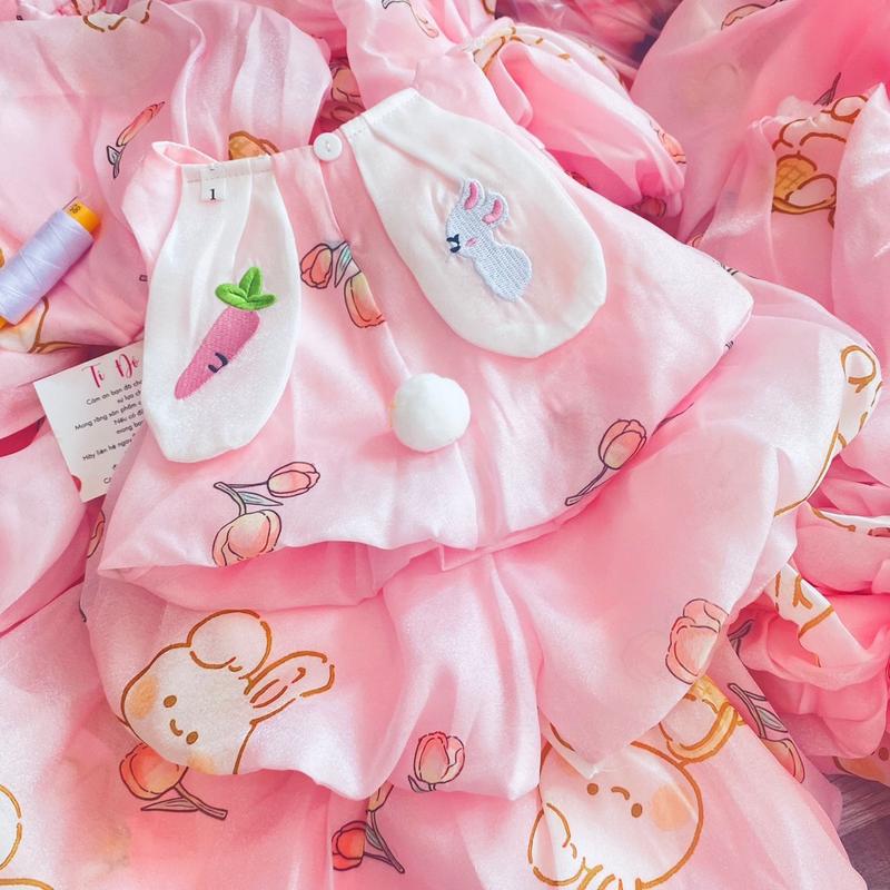  3-16kg Sét Bộ Quần Áo Thêu Tai Thỏ Cho Bé  May 2 Lớp Lót Mềm Mịn May Kỹ Hàng Đẹp 