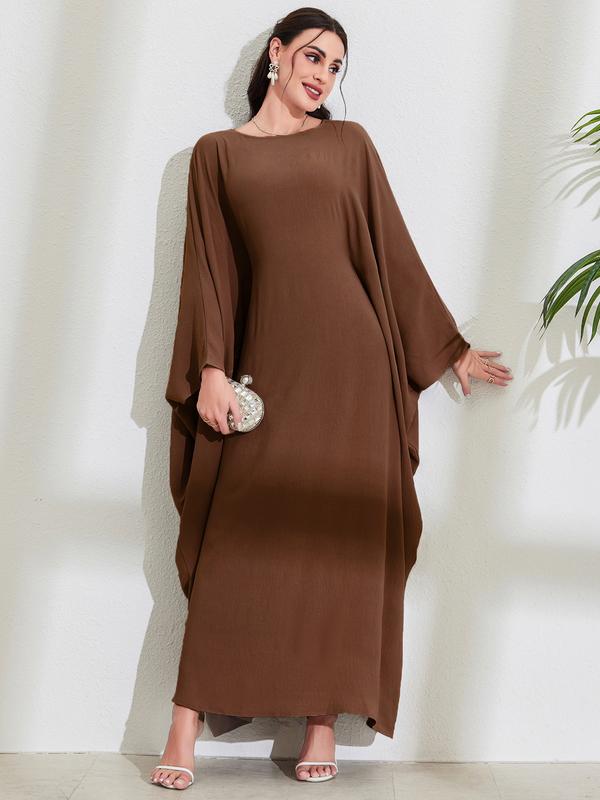 Product Introduction of Discount New Muslim Middle East Arab Maxi Dress Bandage Batwing Sleeve round Neck Fashion Elegant Dress Robe 3