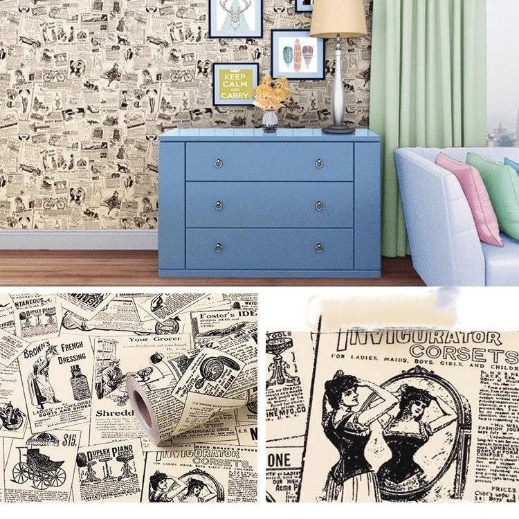  5M Decal giấy dán tường khổ 45CM có sẵn keo dán-Giấy Báo GB441 