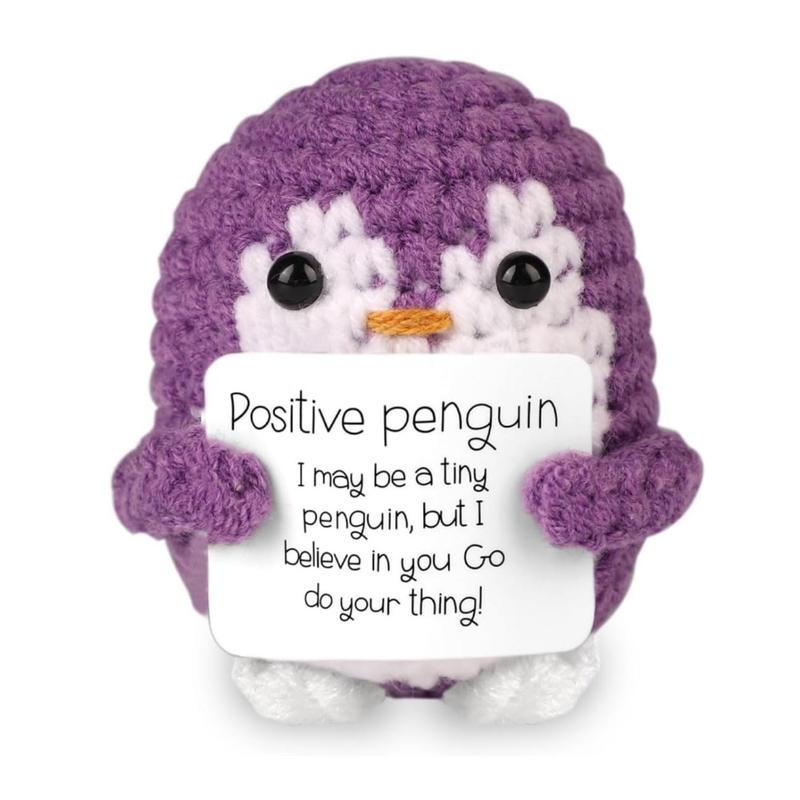 Cute Penguin Design Crochet Ornament, Knitted Penguin Toy with Emotional Support Card, Creative Cute Crochet Ornament for Car Decoration, Bag Pendant, Gift for Her, Girl's Gift, Gift for Mom, Mother's Day Gift, Stuffed Animal, Kids Toys 6