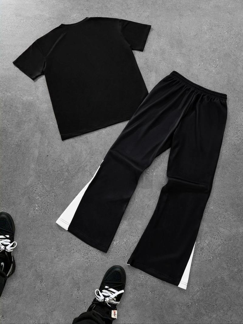 Product Introduction of Men's Star Print Tee & Pants Set, Regular Fit Casual Fashion Short Sleeve T-shirt & Trousers for Daily Outdoor Wear, Men's Clothes for Spring & Fall 6