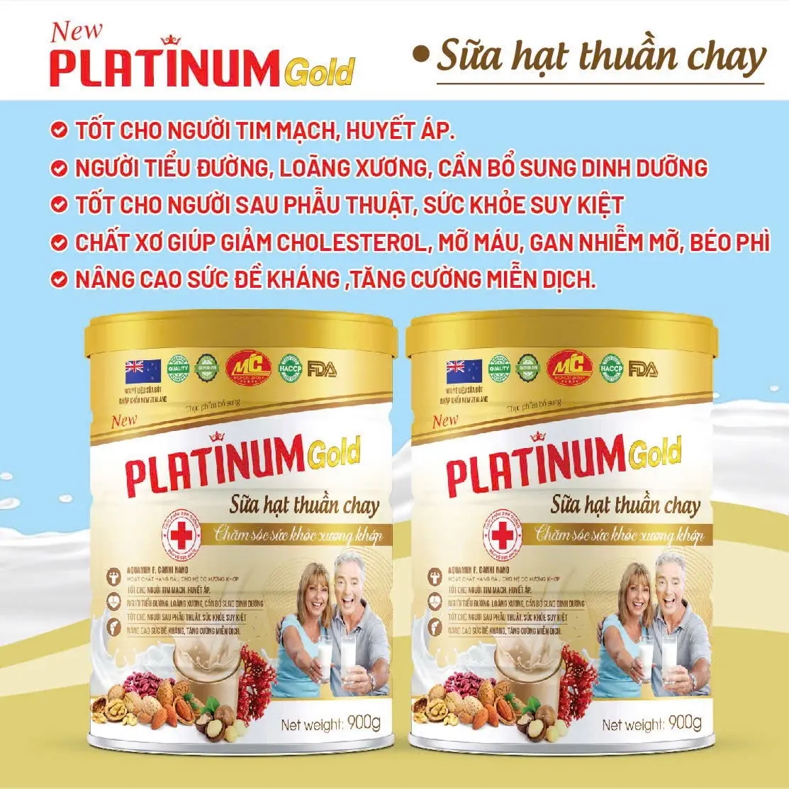 (Chính Hãng 900gr):Sữa Hạt PLATIUM  GOLDsản phẩm bổ sung dinh dưỡng