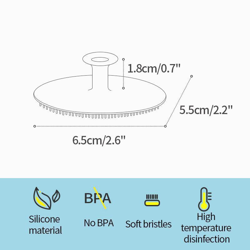 Bàn Chải Gội Đầu Bằng Silicon, Cho Em Bé, Mềm Mại Và Thích Hợp Cho Trẻ Sơ Sinh, Bé Trai Và Trẻ Em, Bàn Chải Tắm, Bàn Chải Mát Xa Gội Đầu Đầu, Có Lược Lau 5