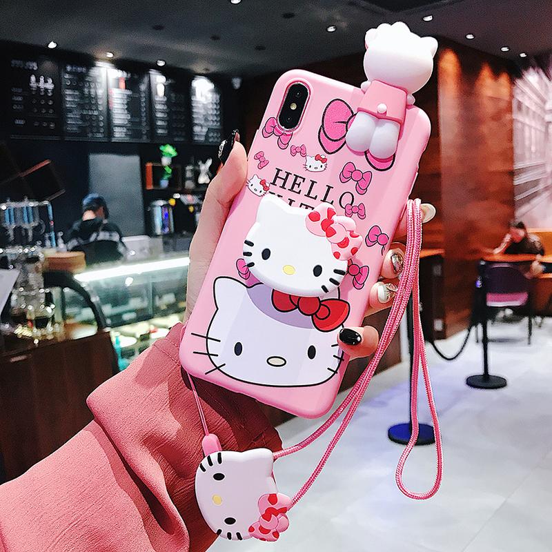 Product Introduction of Ốp Điện Thoại Hoạt Hình, Thiết Kế 3D, Dành Cho Huawei Y7, Y6, Y5 Pro, Pirme 2018, 2019, Y5P, Y6P, Y7A, Y7P, Y8P, Y6S, Có Giá Đỡ Và Dây Đeo Dây Đeo Dễ Thương Sanrio Hello Kitty, Ốp 8