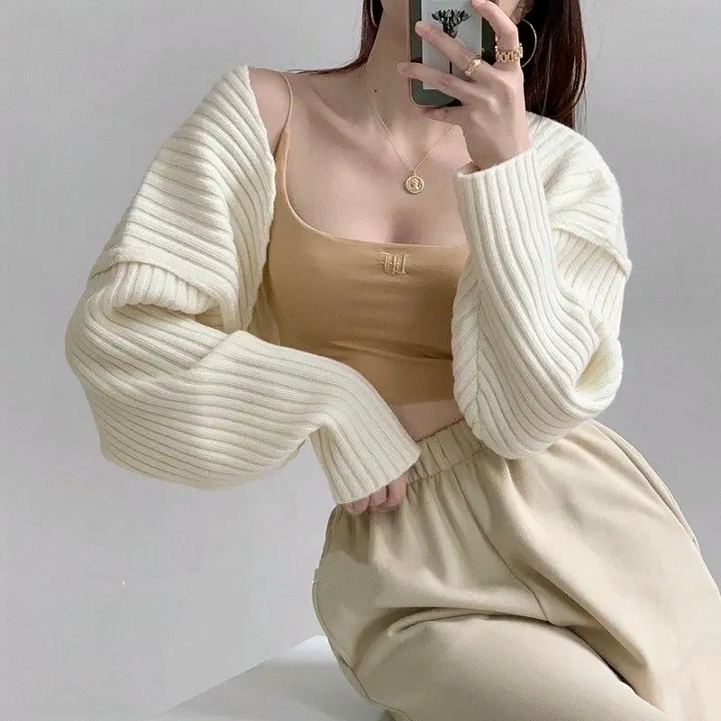 Áo khoác thun gân đũa nữ croptop để phối cùng đầm dây/áo dây bigsize 55-95kg / áo khoác cadigan
