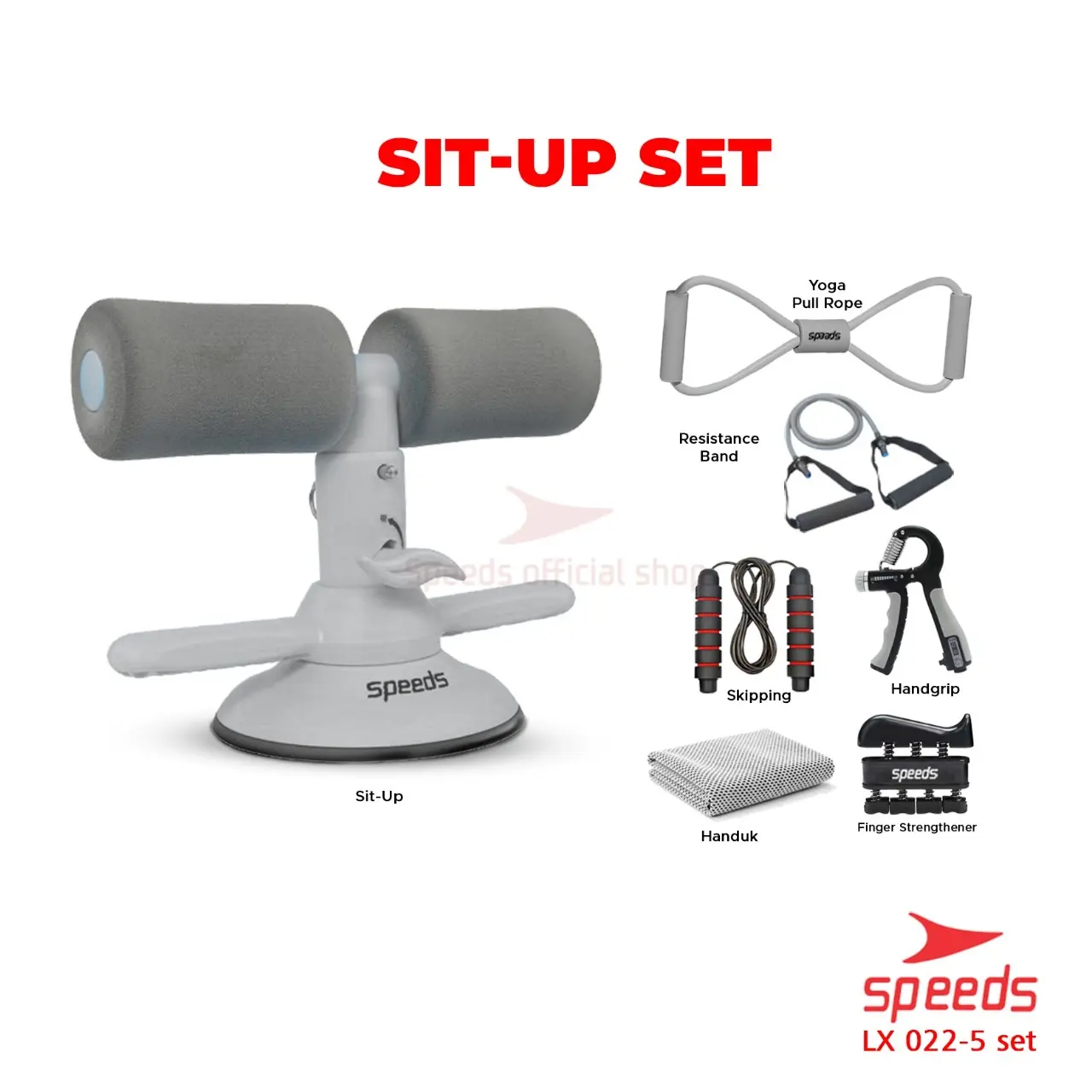 SPEEDS Sit Up Set 7 in 1 Latihan Otot Tangan dan Tubuh Alat Senam Praktis Sit Up Stand Handgrip Gym Yoga Pull Rope 022-5