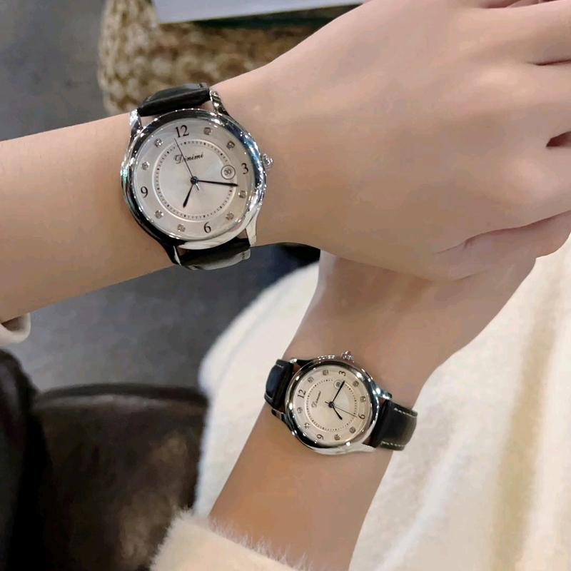  Cặp Đồng Hồ Dimini Đen Dây Trơn Khóa Thông Minh Đeo Tay 