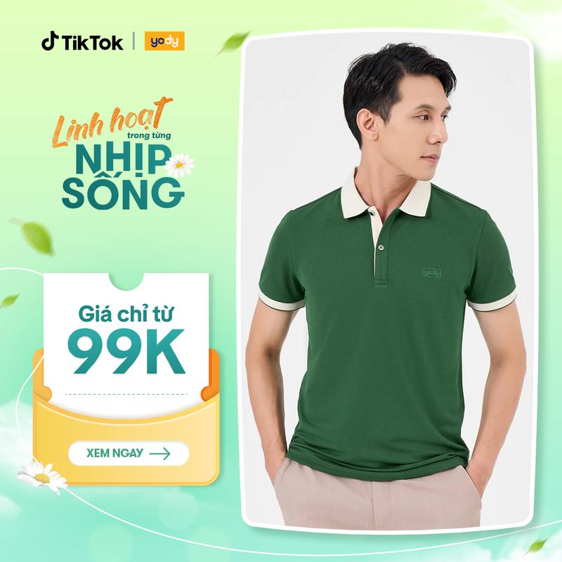 YODY Áo Polo Nam Cộc Tay Vải Cafe Có Cổ Thoáng Khí Kháng Tia UV Kiểu Dáng Thể Thao APM3635