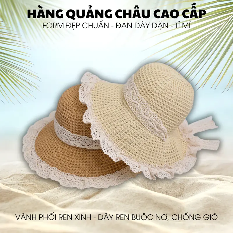【MIAN】Mũ Cói Đi Biển Rộng Vành Phối Ren Xinh Xắn Cho Nữ Gấp Gọn Tiện Lợi Không Bị Mất Form 4