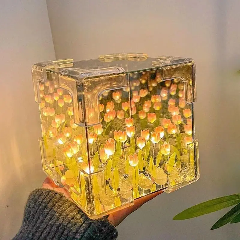 Đèn Ngủ Gương Hoa Tulip, Thiết Kế Sáng Tạo, Ánh Sáng Tự Làm Phong Cách Instagram, Đèn Tạo Không Khí, Đồ Trang Trí Để Bàn, Đạo Cụ Chụp Ảnh,  Phong Cách Ins, Đèn Gương Đám Mây, Gương Biển Hoa Tự Làm, Đồ Dùng Quà Tặng Sinh Nhật Và Ngày Lễ Tình Nhân, Trang Tr 4