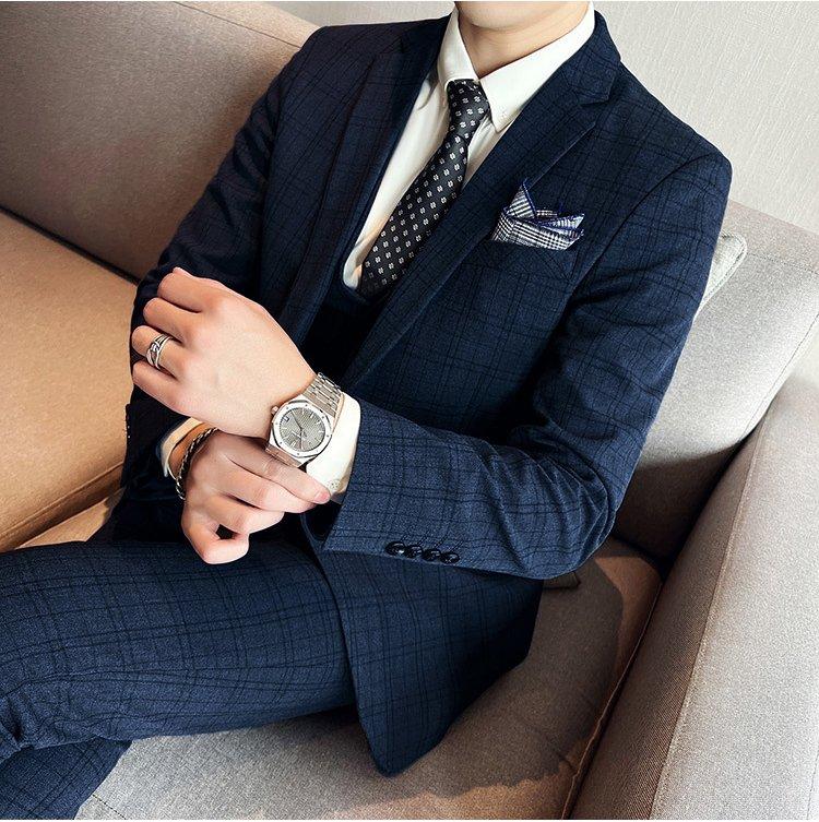 Bộ vest nam cao cấp kẻ caro xanh navy, dáng slim fit, vải cotton dày hàng cao cấp, Việt Nam dáng slim fit Áo Menswear Cotton Jean suit  viraltik tok vest giare Quần Pants bộ  vest suit nam vest chure suit custom vét nau vestnam 2024 vest  cưới