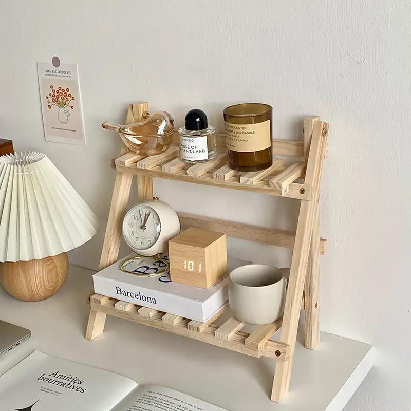 Wooden Desktop Storage Rack, 1 Count Double Layer Desk Organizer, Desk Storage Shelf for Home Office, Summer Home Decor Shelf, Home Organizer, Desk Accessories, House Organizers 1