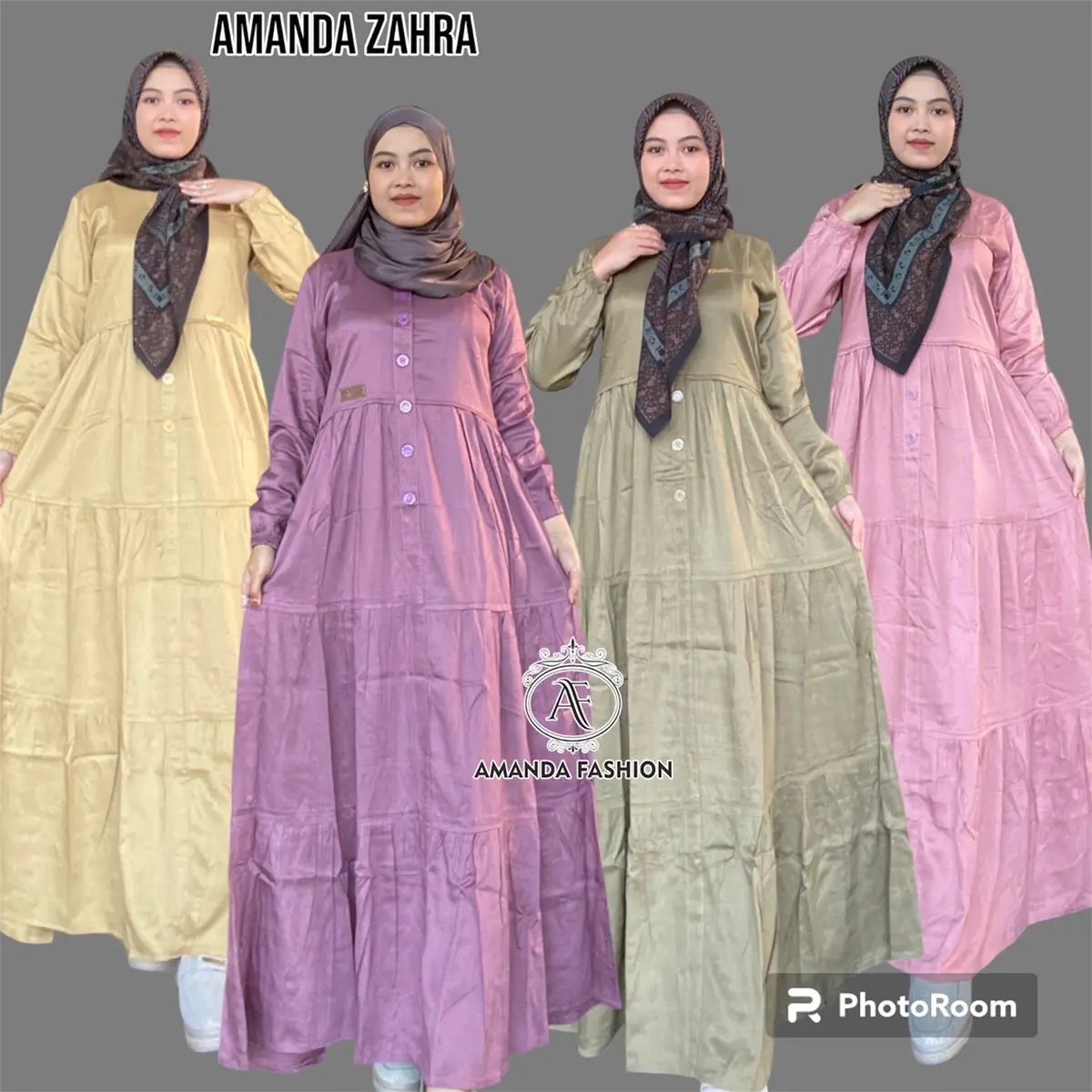 Gamis Viral Amanda Zahra PB 140 cm Bahan Rayon Twill premium Polos Nyaman  (Free  Goodie Bag & Pouch)
