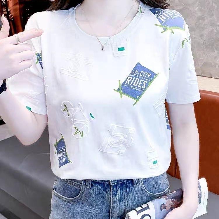 Áo Thun Nữ Mùa Hè, Chất Lượng Cao, Vai Thông Thường, ngắn Tay Áo, Ins Xu Hướng, Dáng Rộng Vừa Vặn, Bó Sát, Ngoại Cỡ, Màu Trắng, Áo Tay Lửng Xu Hướng 2025 Mới 1