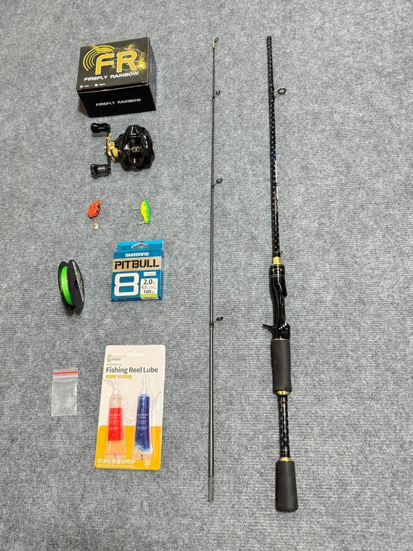 Combo Cần câu Lure Ceres Máy Ngang  FR200 tặng Dầu tra máy & nhái hơi Cá sắt & dây Pe x8