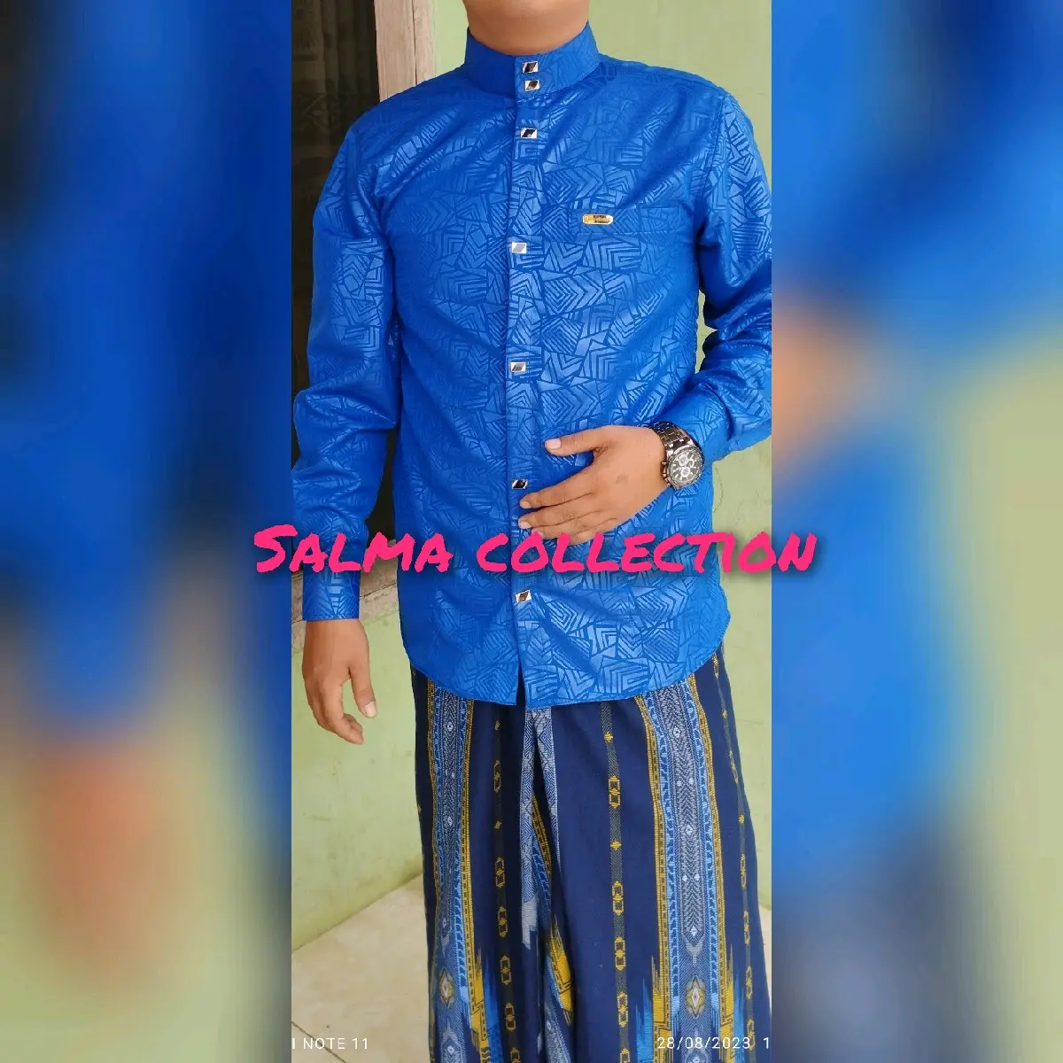 KEMEJA KOKO SULTAN DEWASA EMBOS PREMIUM BIRU BENHUR Muslim Baju Kantong