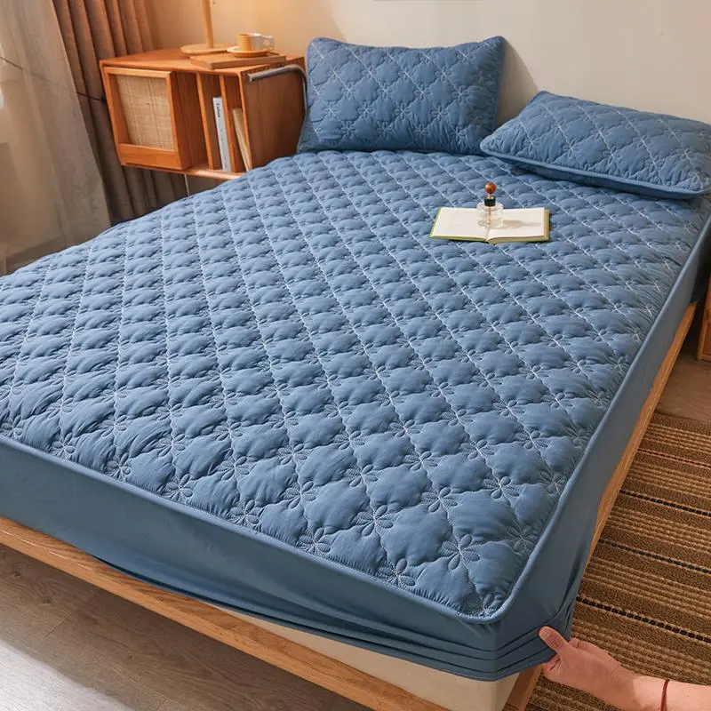 Solid Color Geometric Pattern Fitted Sheet & Pillowcase without Filler, 2/3 Counts Soft Bedding Sets for Bedroom Guest Room College Dormitory, Bedding Sets, Stocking Fillers Gift 4
