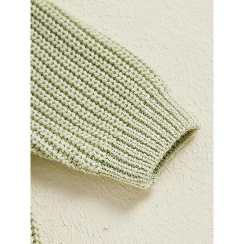Product Introduction of Little Boy Girl Knit Sweater Solid Color Crew Neck Long Sleeve Pullover Tops for Fall Winter Causal Sweater 54