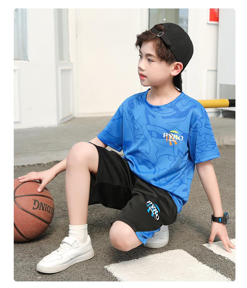 Product Introduction of Summer New Children's Basketball Uniform Set Boys and Girls Sports Wear Quick-Dry Big Kids Short Sleeve Shorts Two-Piece Set 10