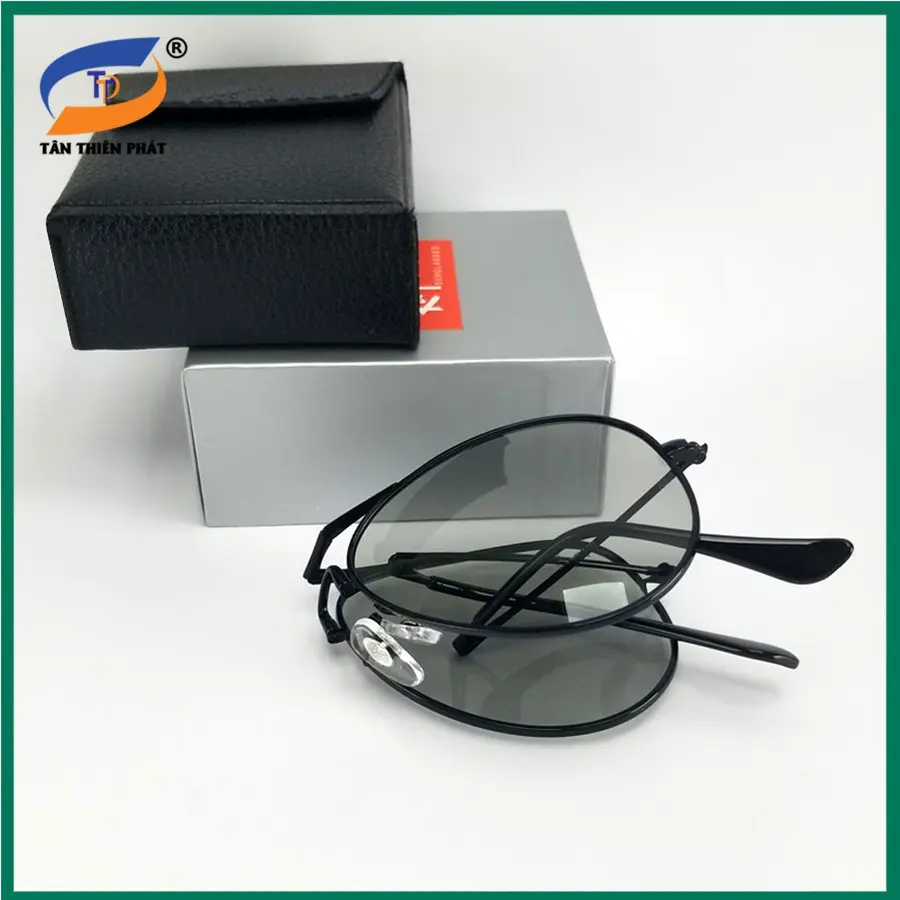 Mắt kính nam đổi màu đi ngày đêm gấp gọn RBG. Tròng phân cực chống tia UV - Full box hộp đựng kính và khăn lau