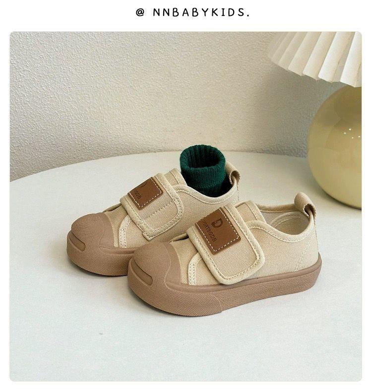 Product Introduction of 2025 [2057 People Collected] Korean Style Children's Canvas Shoes Spring and Autumn New Boys' Low-top Sneakers Girls' Open-toe Cloth Shoes Velcro Indoor Shoes 12