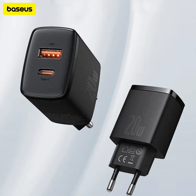 Baseus Compact Quick Charger U C 20W EU Colokan Gadget - Adapter/Adaptor Pengisi Daya