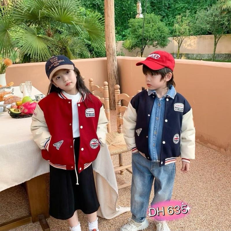  Áo khoác bomber bóng chày nỉ ép 2 da không xù INBOBO lót lông dày ấm cho bé size 8-28kg 