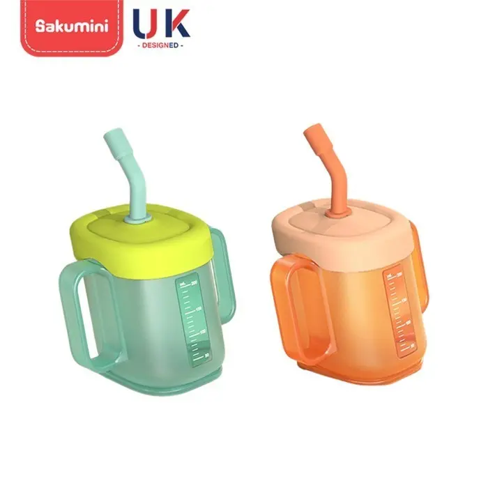 SAKUMINI Curve Straw Cup Cangkir Minum Anak Sedotan Training Cup Doidy 4