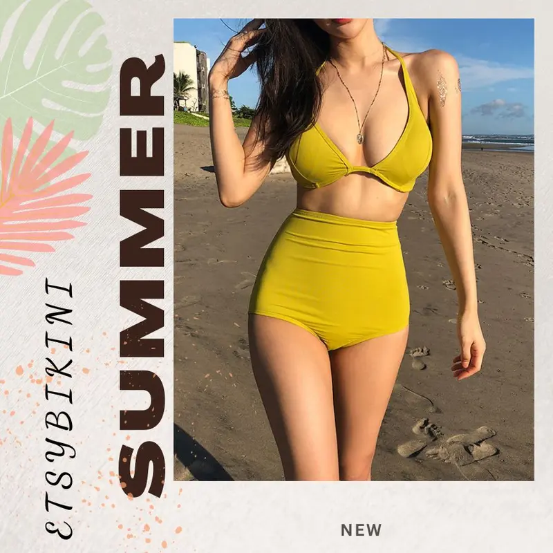 Etsy Bikini cao cấp đồ bơi 1 mảnh dây buộc có đệm bikini một mảnh thời trang bodysuit siêu tôn dáng bikini liền thân 0