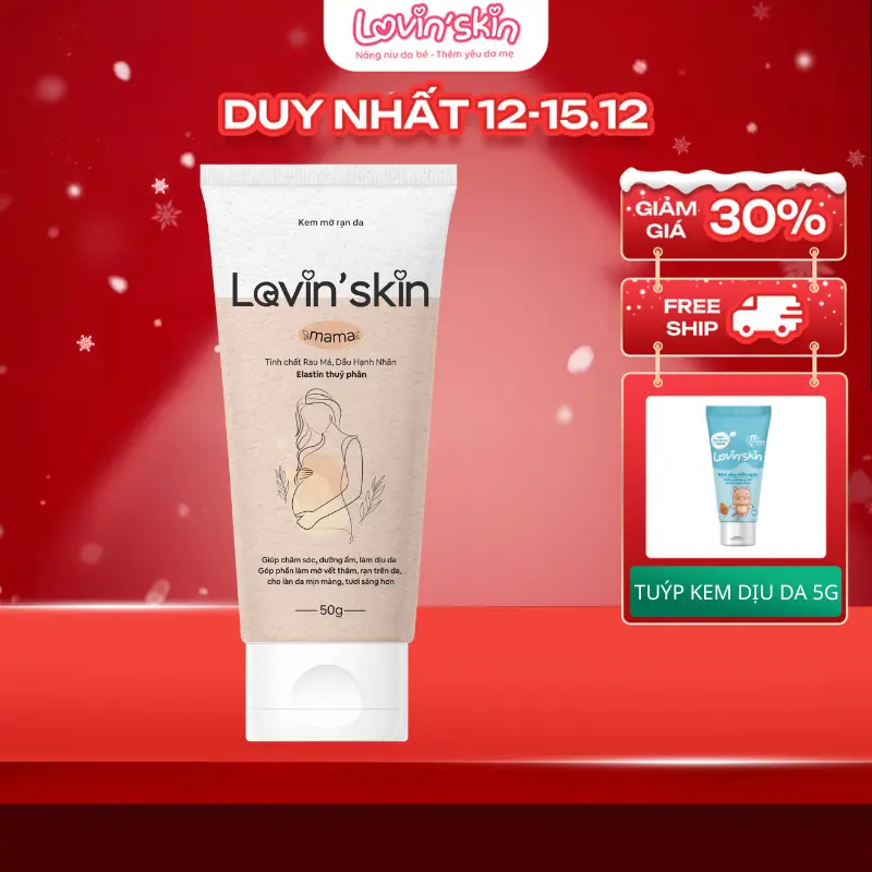 Kem Bôi Rạn Da Cho Mẹ Bầu LOVIN'SKIN Mama Giúp Dưỡng Ẩm, Hỗ Trợ Cải Thiện Rạn Da LKR01/LKR02