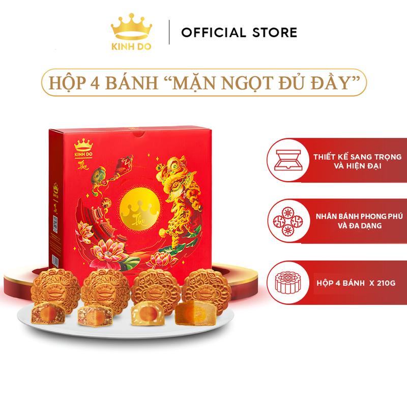 [Mondelez Kinh Đô x Pew Pew]"Mặn Ngọt Đủ Đầy" - Hộp 4 bánh trung thu Kinh Đô (4 bánh x 210g)