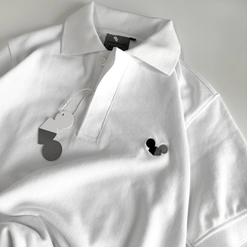  POLO LOGO trắng - ÁO POLO basic CHUỘT TRẮNG 