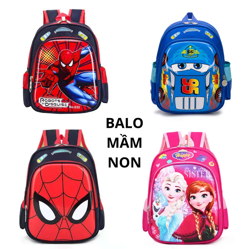 ( 1-5 tuổi ) ba lô cho bé nam nữ mầm non, balo cặp sách cho trẻ đi học mẫu giáo bé trai gái họa tiết siêu nhân công chúa đáng yêu 2