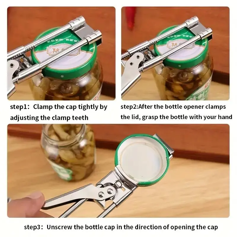 Stainless Steel Can Opener, 1 Count Adjustable Bottle Opener, Creative Multifunctional Bottle Opener, Labor-saving Bottle Opener for Home, Utensils 6