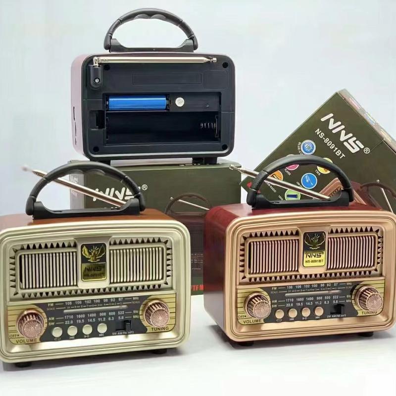 Đài radio NNS-8091BTcó bluetooth FM-AM/FM/SW hình thức Siêu Phẩm cổ điển,loa to ,tích hợp pin sạc. Bảo hành 6 tháng speaker bluetooth Vietnam Mới