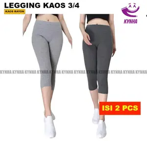 KYNHA 2 PCS Legging 3/4 Kaos Rayon / Celana Legging Pendek Kaos / Legging Wanita Kaos Rayon Ukuran 3/4 Stretch