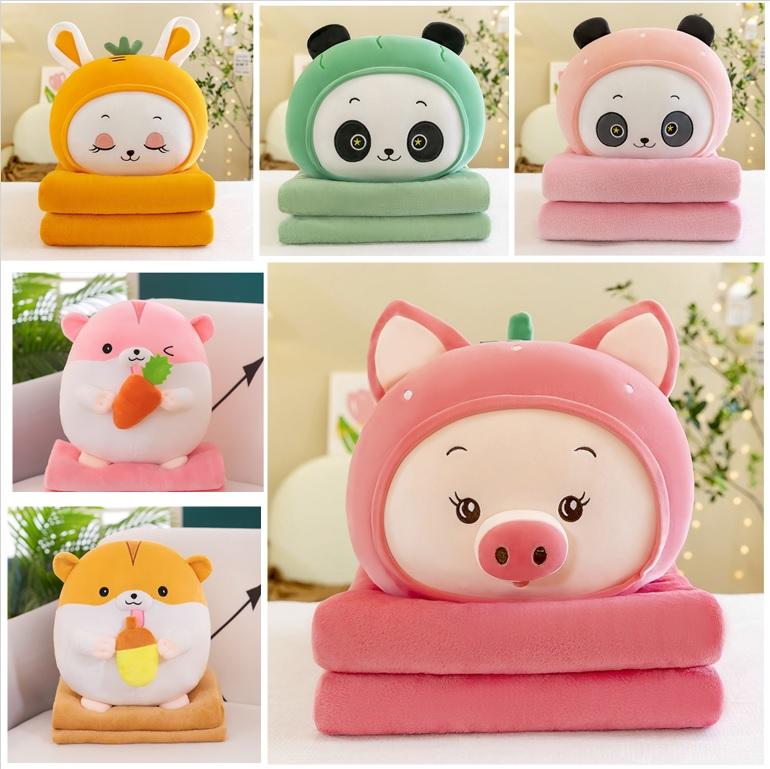 Chăn Gối văn phòng, gối kèm mền, gối có chăn bên trong hình Gấu Vũ trụ tròn đáng yêu cho bé học bán trú, ngủ trưa văn phòng, ngủ và tựa lưng trên xe ô tô, Du lịch giã ngoại tiện lợi