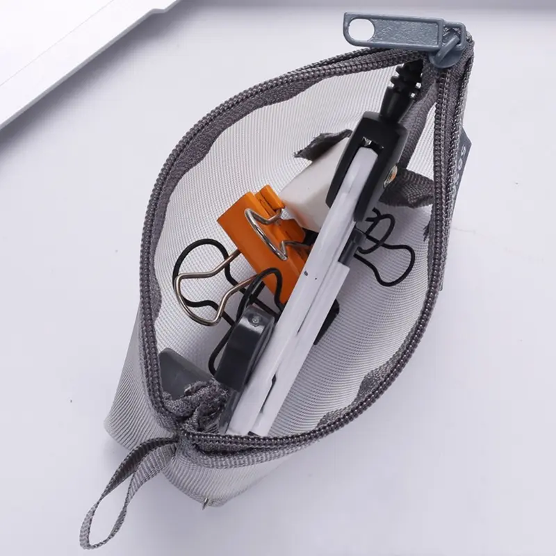 Tas pouch mini jaring Pouch transparant alat tulis Dompet kosmetik makeup simple lucu aesthetic Paket penyimpanan saku portabel Lompatan kunci Tas kartu earphone USB lipstik Pouch organizer travel skincare Kantong aksesoris untuk pelajar sekolah kantor 4