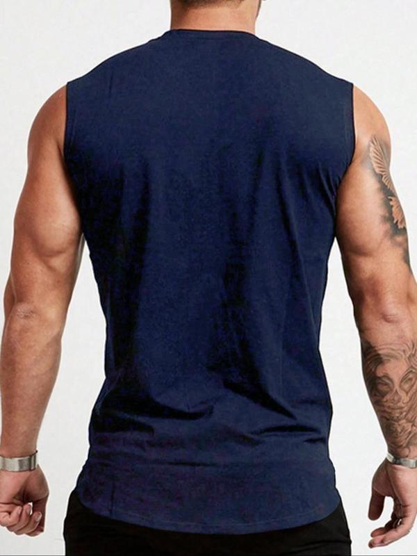 Men's Bull Head Print Round Neck Tank Top, Casual Fit Quick Drying Breathable Sleeveless Top for Gym Workout Running, Men's Clothes for Summer 8