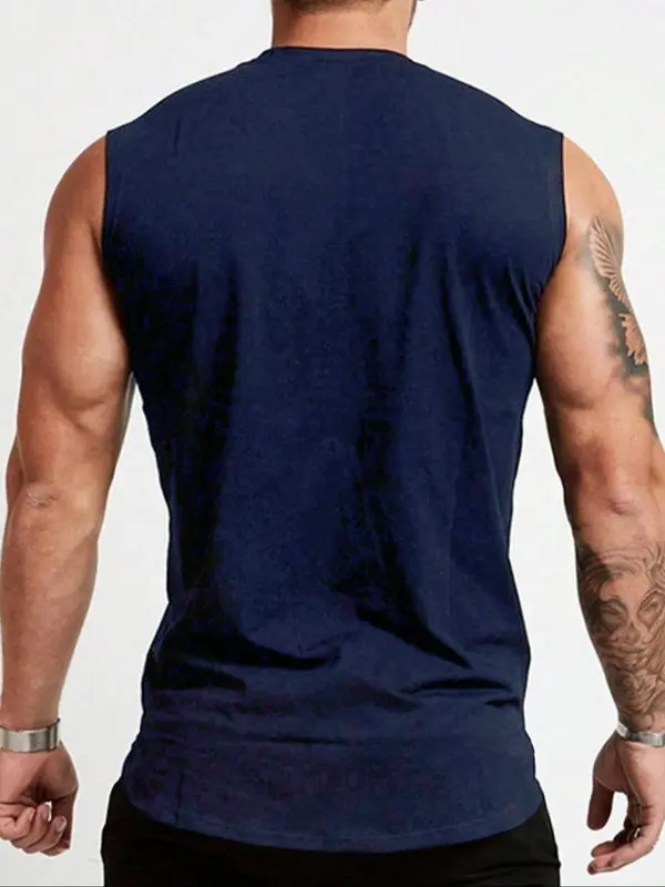 Men's Bull Head Print Round Neck Tank Top, Casual Fit Quick Drying Breathable Sleeveless Top for Gym Workout Running, Men's Clothes for Summer 8