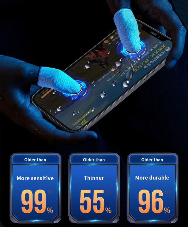 Product Introduction of Tay Áo Ngón Tay Thoáng Khí, 1 Cặp, Dành Cho Chơi Game Và Màn Hình Cảm Ứng, Bọc Ngón Tay, Sợi Màu Bạc, Dành Cho Trò Chơi Điện Thoại, Tương Thích Với PUBG, Tay Áo Ngón Tay Cái 36