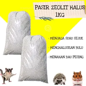 Pasir Zeolit no.1 isi 1kg x 2 pcs | Alas Kandang Hamster, Sugar Glider, Kucing